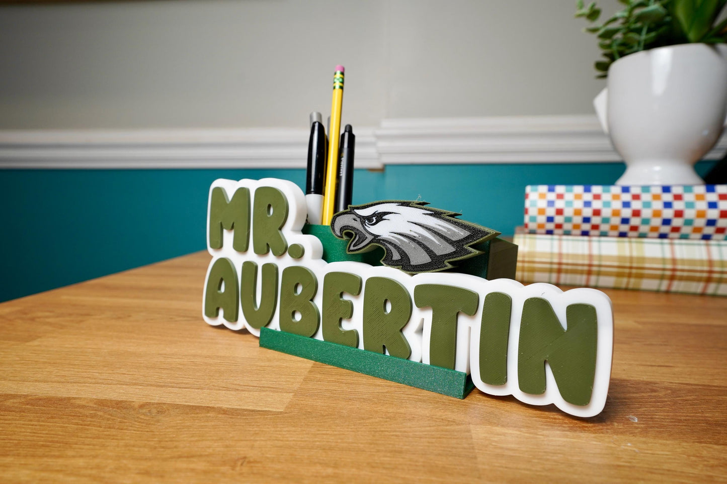 Custom Sport Name Plate Desk Organizer